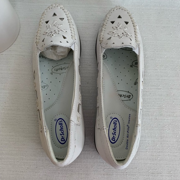 New Dr.Scholl’s White Leather Slip On Moccasin Loafers Women’s 5.5M - Picture 7 of 12